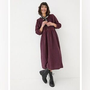 FatFace Ceil Red/Navy Gingham Midi Dress Size 6